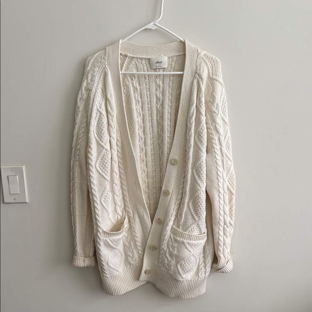 Aritzia Cream Cable Knit Cardigan